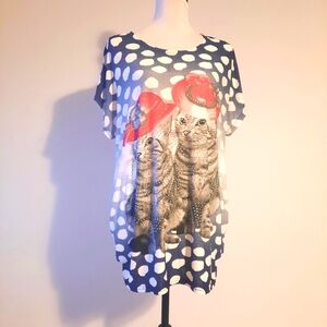 2/$25 - Cat Blouse With Bling - One Size Fits Most